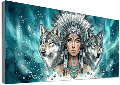 Diamond Painting Indiens XXL pour décorer votre salon | Peinture Diamant Loup 5D Grand Format