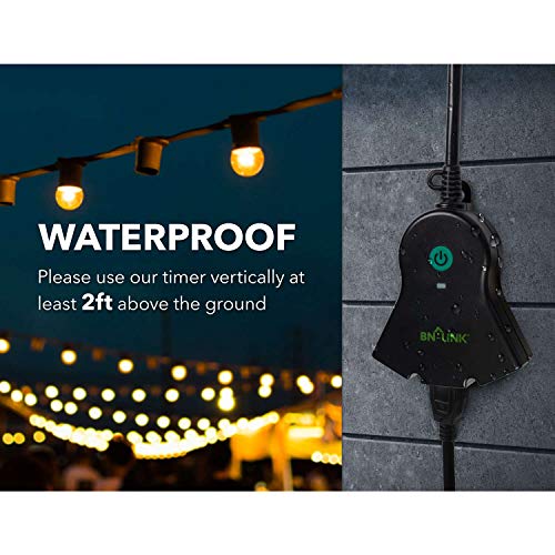 Bn-Link Outdoor Indoor Wireless Remote Control 3-Prong Outlet Weather Proof Heavy Duty 15 Amp Compact (Black) 3 Grounded Outlets With Remote 6-Inch Cord 100Ft Range Etl Listed (Battery Included) #TOP5