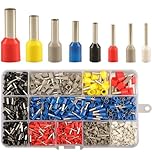 900pcs Wire Ferrules Terminals Kit, 8 types Ferrule Connectors Kit AWG 22-7, Pin Terminal Connectors Wire ferrule Assortment Kit, Wire Copper Crimp connector Insulated Ferrule Pin Cord End Terminal