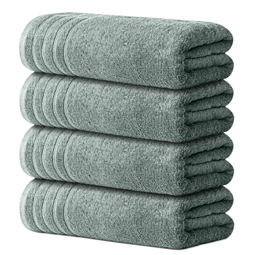 Avalon Towels Bath Towels Set of 4, Size 30 x 60 Inches, Highly Soft and Absorbent, Quick Drying, Lightweight, Perfect for Daily Use (Light Grey)