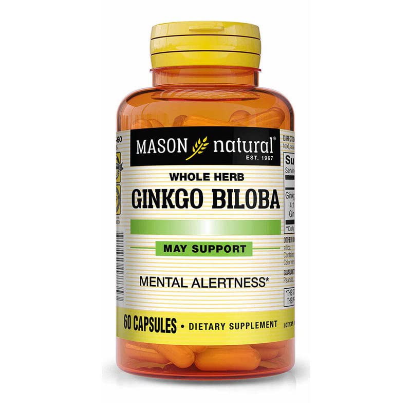 Mason Vitamins Ginkgo Biloba 500 mg 180 Gelatin Capsules per Bottle, Pack of 2 Bottles Total 360 Capsules
