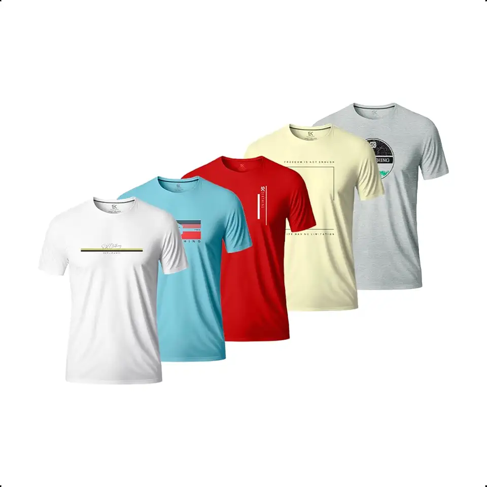 Kit 5 Camisas Camisetas Masculinas 100% Algodão