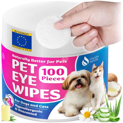 Toallitas para Ojos para Perros y Gatos, 100 Toallitas de Limpieza