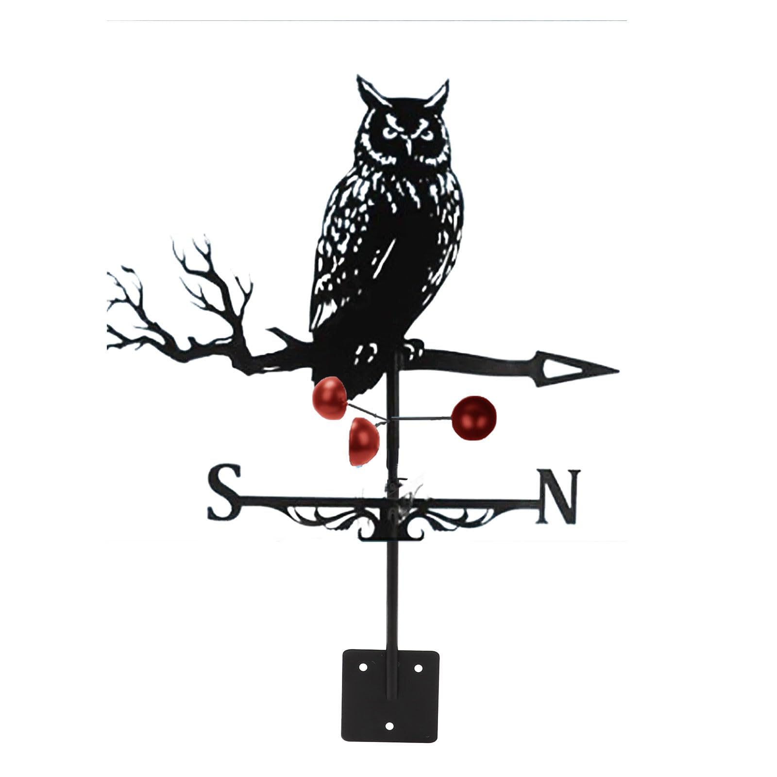 Girouette Rétro en Acier Inoxydable avec Hibou avec Indicateur de Direction du Vent, Girouette de Jardin de Ferme pour Abris de Jardin, Toit, Cabane, Cour, Décoration de Jardin