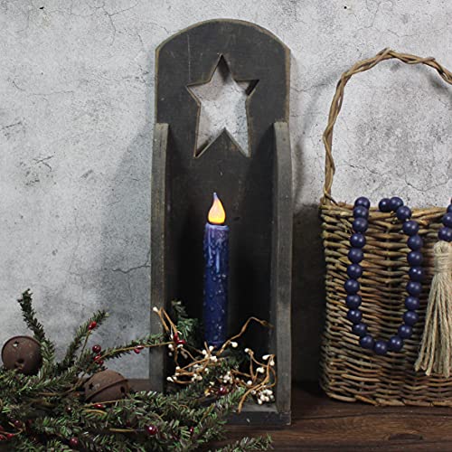 CVHOMEDECO. Real Wax Hand Dipped Battery Operated LED Timer Taper Candles Rustic Primitive Flameless Lights Decor, 6-3/4 Inch, Navy Blue, 3 PCS in a Package by CVHOMEDECO. - Used condition - Image 3