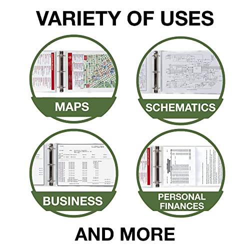 Samsill Heavyweight 50 Pack Sheet Protectors Landscape, 11X17" Ledger Size Clear Plastic Page Protectors For 3 Ring Binder, Oversized, 3 Hole Punched, Poster Storage, Side Loading #TOP4