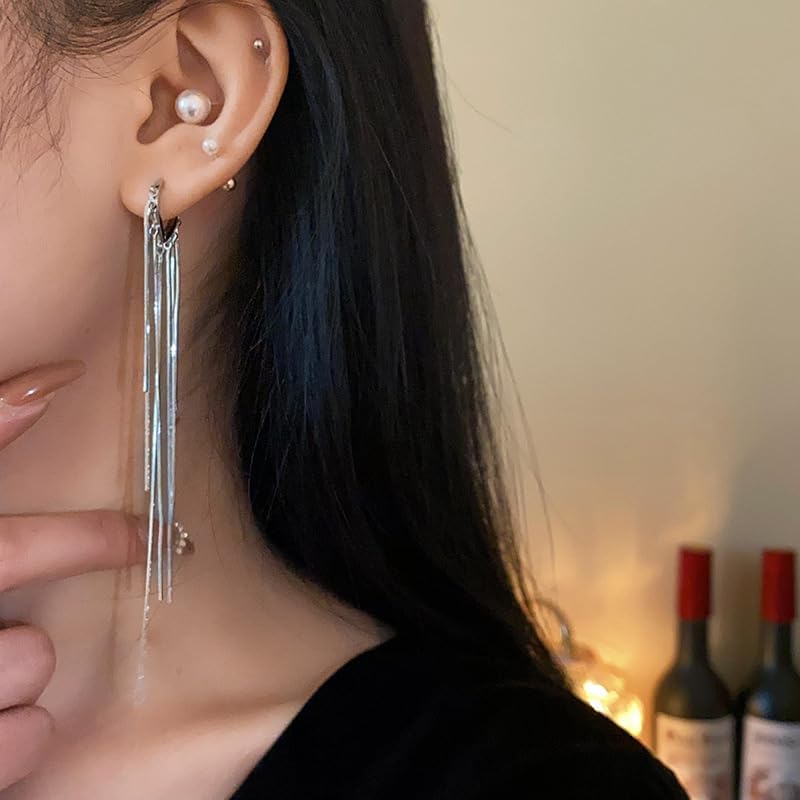 ASOQOLA Long Tassel Dangle Drop Earrings for Woman Tassel Dangling Earrings 925 Silver Chandelie dangling earring for Prom Fashion Jewelry - Image 4