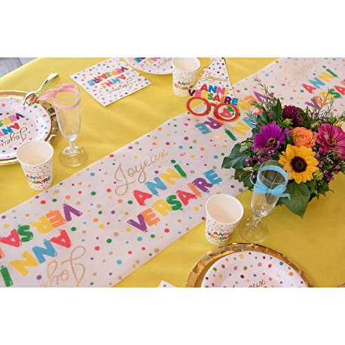 Santex Chemin DE Table INTISSÉ Anniversaire Pois Colore 28CMX3M