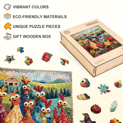 Jigfoxy Wooden Puzzle for Adults, Jigsaw en Forma de Gallo para Adultos, Madera 180 Piezas, 10.6x9 pulgadas miniatura 3