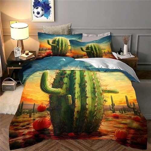 Housse de couette désert de cactus 140x200cm lit simple en microfibre douce avec fermeture - 6