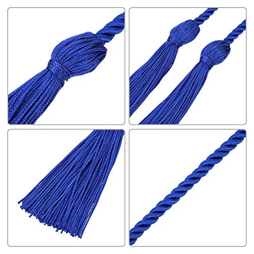 Image of TecUnite Graduation Cords Honor 2026 Polyester Yarn Decorative 67 inch Long Garland Twist Ties with Tassels for Bachelor Gown Graduation(Blue)