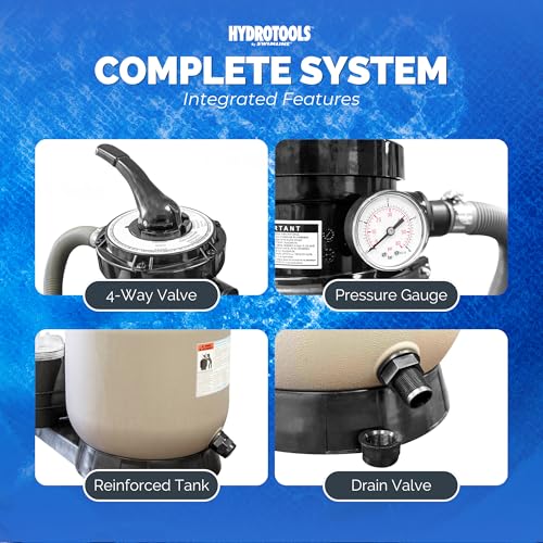 Image of Swimline Sand Filter Pump for Above Ground Pool - 14'', 0.45THP, 2400 GPH Pump Flow Rate, 4 Way Multi Port Valve, Easy Installation