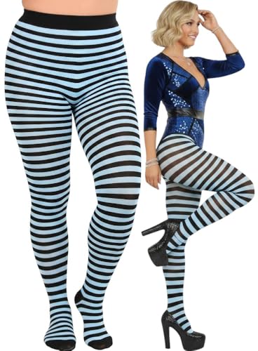 Image of ToBeInStyle Women's Thin Horizontal Stripe Opaque Tights Pantyhose - Regular or Plus