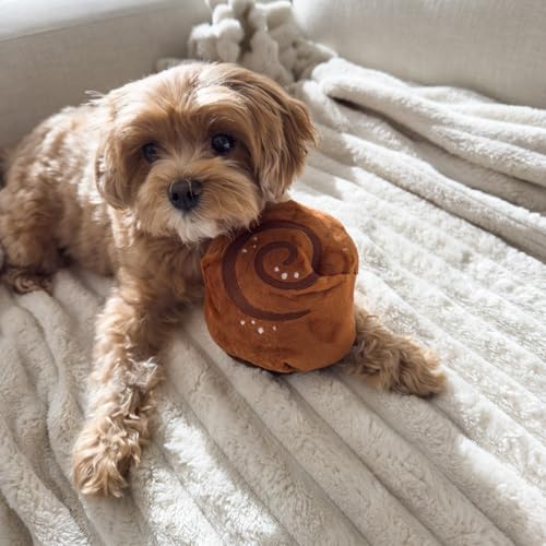 CHEWFFON Interaktives Hundeanreicherung Schnüffelspielzeug, Quietschendes Hundespielzeug, Niedliche Weiche Welpengeschenke, Knisterli-Puzzle-Spielzeug für Gehirnstimulation, Zimtrollenspielzeug für
