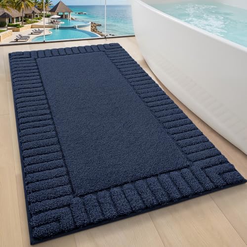 LUMI Soft Bathroom Rugs Absorbent, Non Slip Bath Mat 24x43, Blue