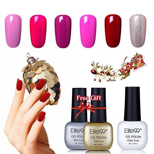 Elite99 Esmalte Semipermanente UV LED 8pcs Kit Uñas de Gel Pintauñas con Base Top Coat Esmalte de Uñas Soakoff Manicura 8ml - 040