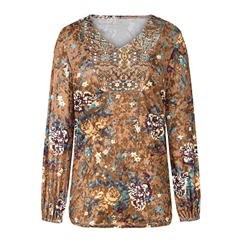 Tops femininos vintage veludo manga longa balão túnica casual pulôver gola V camisa confortável blus