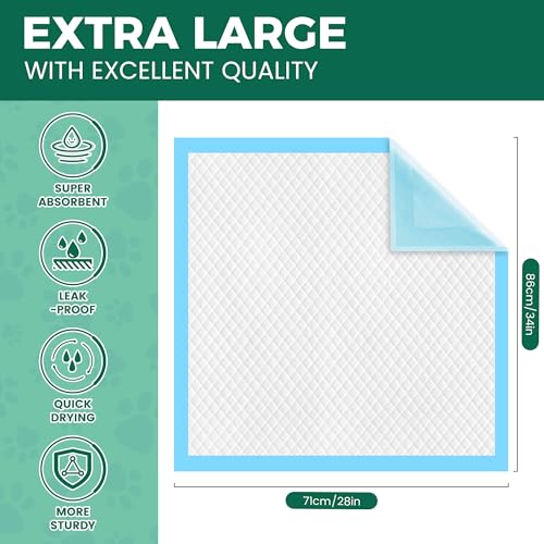 Image of 50 Count Dog Pee Pads Extra Large- 28 inch x 34 inch, Super Absorbent Leak-Proof XL Puppy Pads 50 Pack Quick-Dry XLarge Disposable Pet Potty Training Pads for Dogs, Puppies, Doggie