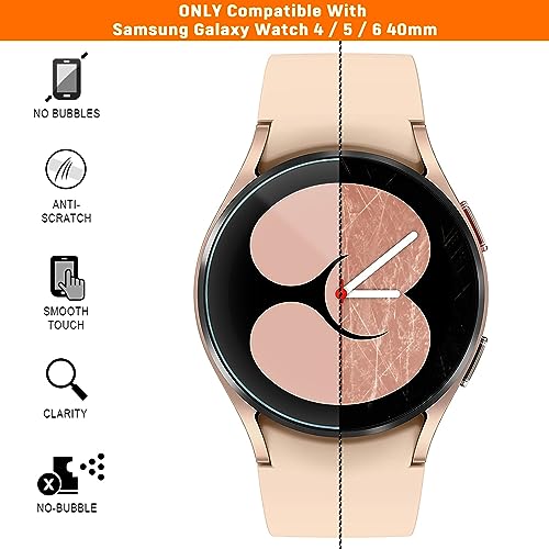 SPGUARD 4-Stück Schutzfolie Kompatibel mit Samsung Galaxy Watch 7 40mm Displayschutz,Anti-Kratzen Glas Displayschutzfolie für Galaxy Watch 8/7/FE/6/5/4 40mm(Durchmesser 37mm)