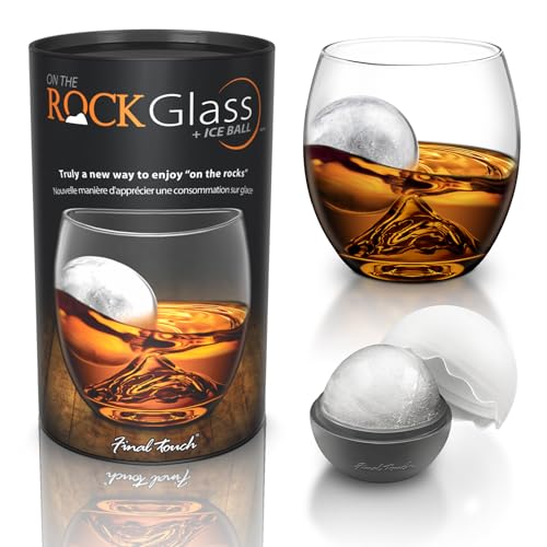 Product Image of the Final Touch On The Rock Glass with Ice Ball Mold - Elevate Your Whiskey, Scotch & Bourbon Experience | Enhanced Aromas, Long-lasting Ice, Generous Capacity (GS300)