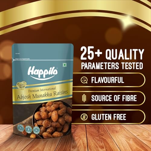 Image of Happilo Premium Abjosh 200g, Natural Munakka Dry Fruits Large Golden Raisins, Naturally Sweet, Tasty & Healthy Snack, No Artificial Flavour (Pack of 2)
