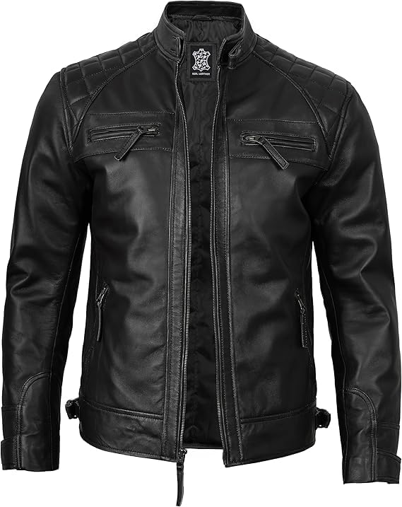 Image of Decrum Leather Jacket Men - Cafe Racer Style Real Lambskin Leather Jackets For Men