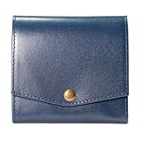 財布 メンズ 二つ折り 栃木レザー ミニ財布 小さい 薄い コンパクト レディース 持ち運びに便利な小型 大容量の本革 (Tochigi-blue)