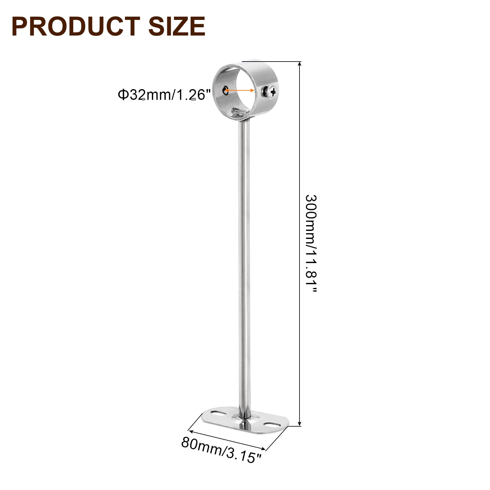 uxcell 4 Set Ceiling Mount Curtain Rod Bracket, 32mm/1.26