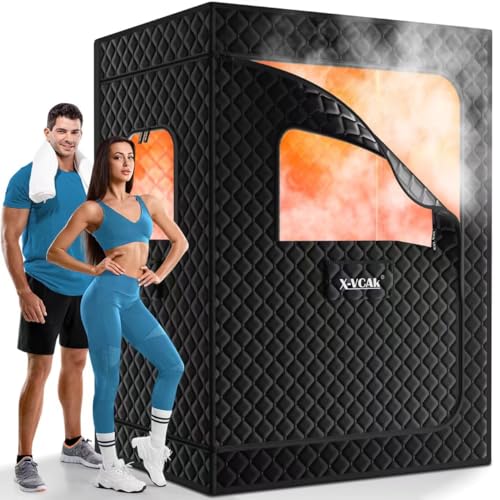 X-Vcak 2 Person Sauna, Extra Large Sauna, Portable Steam Sauna Tent with 2 Steamers, 2 Folding...