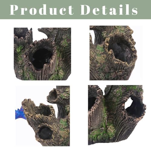 Resin Hollow Tree Trunk Aquarium Decor, Natural Fish Tank Hideout Cave for Betta, Reptile Log Hide for Terrarium, Turtle Tank Accessories — 사진 3