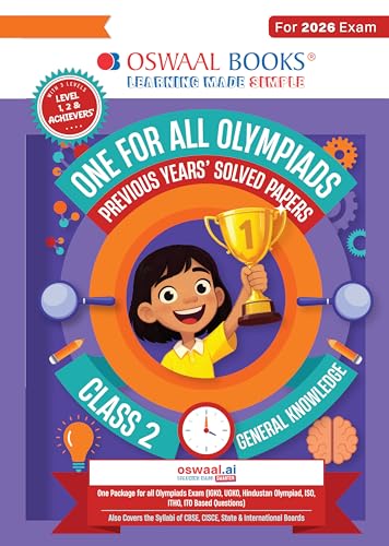 Image of Oswaal One For All Olympiads Class 2 General Knowledge (GK) Prep-Guide Book | Chapter-wise Previous Years' Solved Papers | Questions for SOF& Other Exams 2026 | With Sample Practice Papers & Oswaal.AI