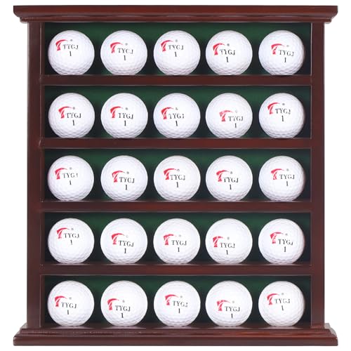 DisplayGifts Golf Ball Display Case Wall Rack Cabinet NO Door GB25 (Mahogany)