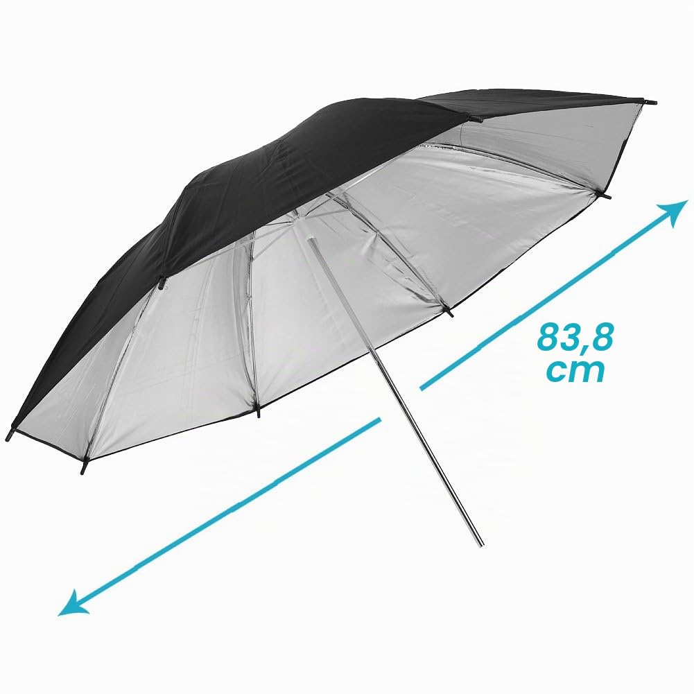 Neewer 2PCS 33"/84cm Professionnel Photographie Studio Réfléchissant Éclairage Noir /Argent Parapluie