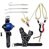 SinoArt Powerful Slingshot Bow Fishing Set Reel Hunting Catapult Steel Broadheads Darts Protect Wristband Left Hand Guard