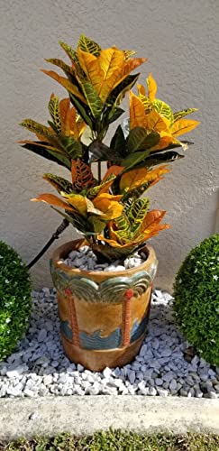 One 3 Foot Indoor Outdoor Artificial Croton Palm Tree Bush Uv Rated Potted Plant #TOP5