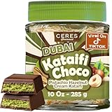 Ceres Gourmet Dubai Spreadable Chocolate– Pistachio Spread with Roasted Phyllo Kataifi, Gourmet Breakfast Choco, Crunchy Dubai Filling (9.7 Oz)