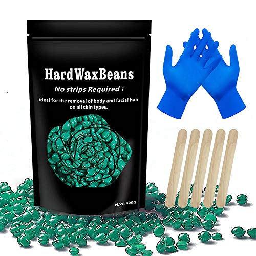 Hair Removal Hard Wax Beans，Green,For the face, Bikini, legs, armpits, back, chest.five disposable spatulas included