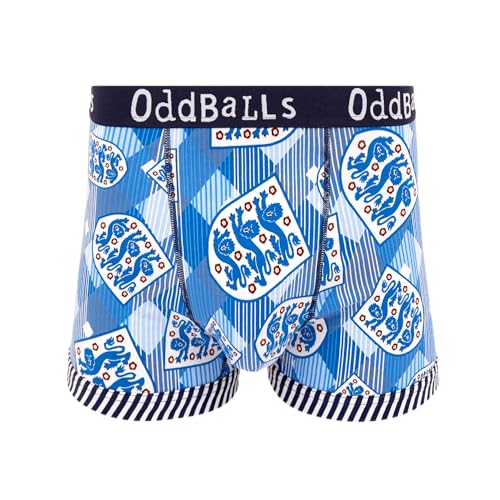 OddBalls Mens Boxers 1 Pack Classic Fit Cotton Boxer Shorts Underwear with Elastic Waistband Breathable Soft Mens Boxer Briefs (UK Alpha M Regular Regular England Retro)