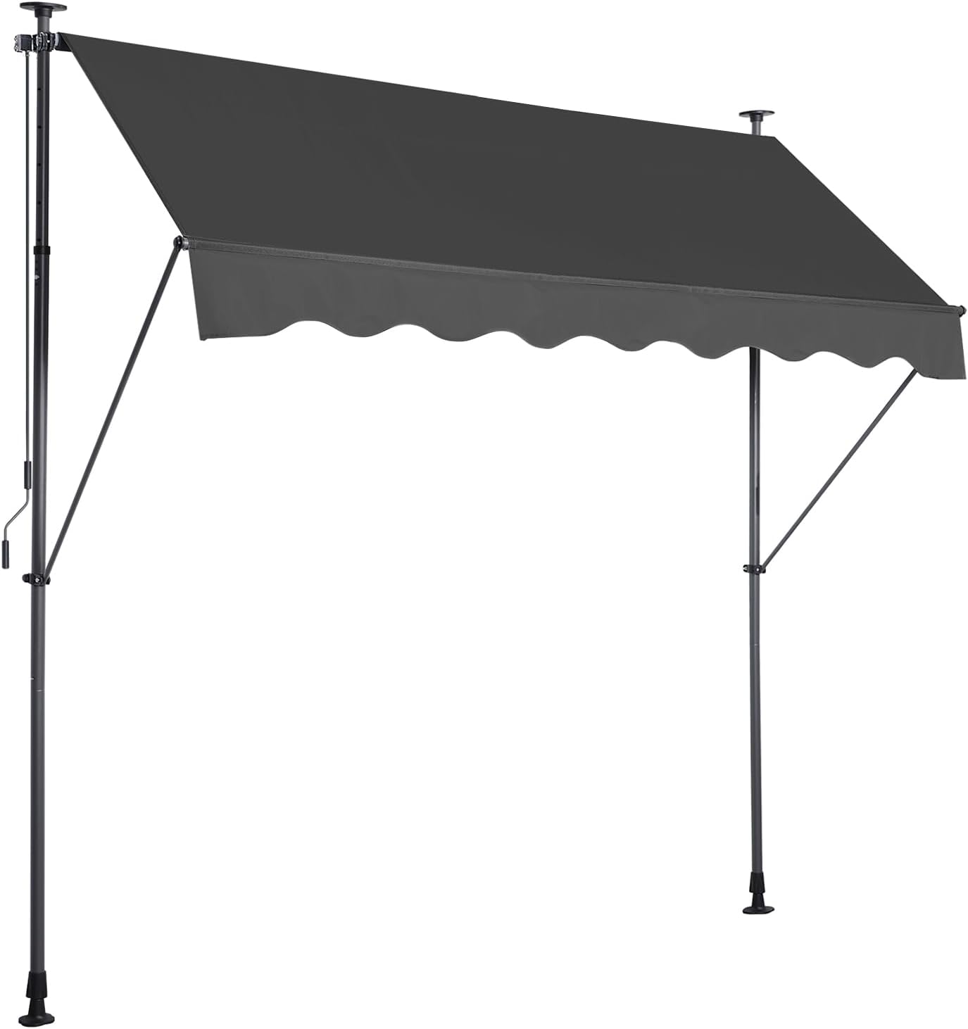 Manual Retractable Awning for Patio Waterproof, 118" Non-Screw Outdoor Sun Shades for Doors Windows with UV Protection, Height Adjustable Sunshade Awnings for Backyard, Garden, Balcony 118“x47”