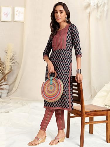 Image of MIRCHI FASHION Women's Cotton Straight Fit Printed Kurta Set with Trouser