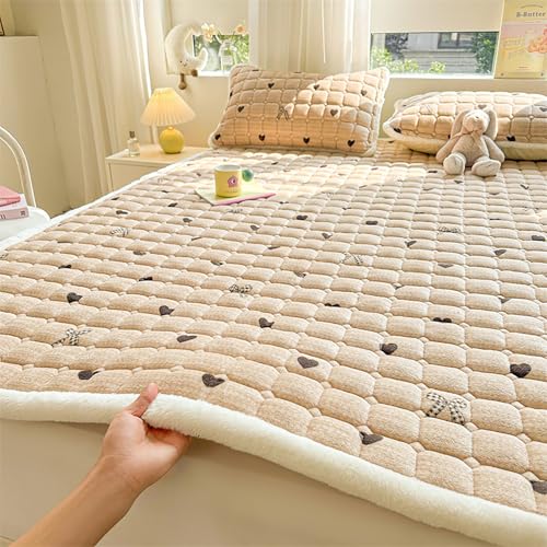 ksxnkhk Cubrecolchón de Felpa, futón japonés, Tatami, colchón de Suelo Grueso y Enrollable, colchonetas Plegables para Adultos (tamaño matrimonial (120 x 203 cm), Profundidad)