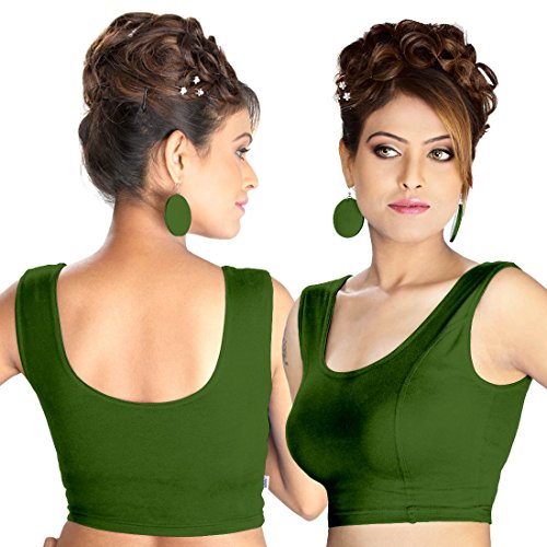 Image of Abhi Readymade Saree Blouse for Women- Sleeveless, Round Neck, Regular-fit, Stretchable, Pull-on Style Blouse