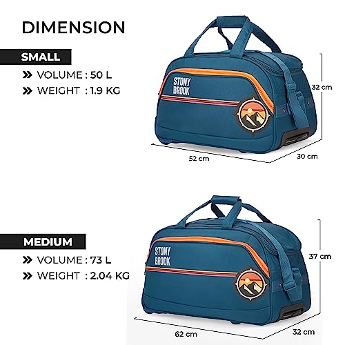 Image of Stony Brook by Nasher Miles Sunset Polyester Cabin Small 52 cm Teal Wheel Duffel Bag for Travel | Duffle Bag with Trolley