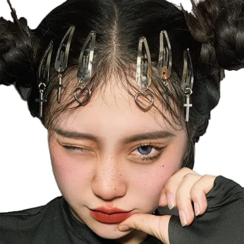 Snap Hair Clips for Women Girls Hair Barrettes Clips for Thick Thin Hair Metal Heart Star Silver Barrettes