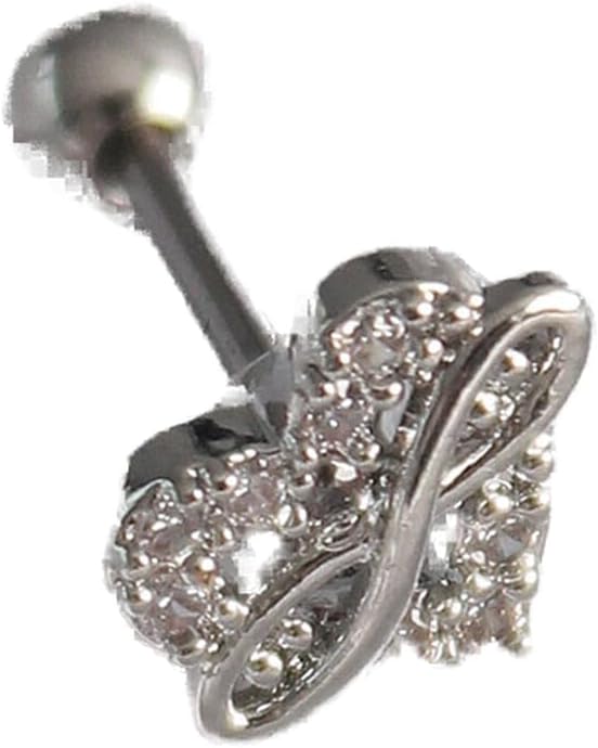 316L Çelik Gümüş Renk Zirkon Taşlı Sonsuzluk Detay Tragus Piercing - TJ-PR1249
