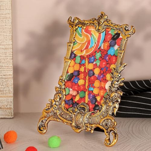 Image of LABHCART Vintage Baroque Style Tabletop Rectangular Photo Frame, Gold Decorative Table Frame, 21 x 16 cm