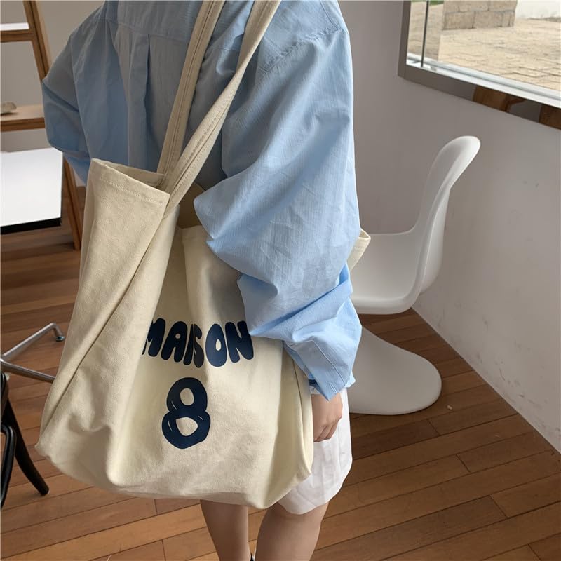 Image of Jeelow Large Striped Or Patterned Canvas Tote Bag for Women Men Shoulder Handbag with Zipper Pocket Travel