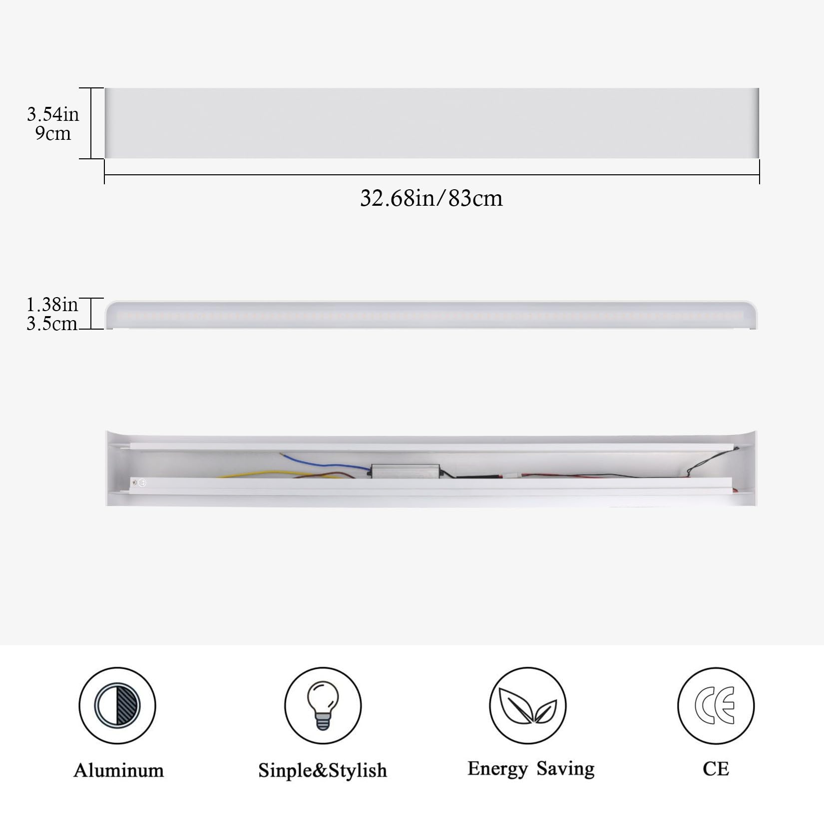Klighten Applique da Parete Interno Moderno LED 83CM Lampada da Parete 30W Bianco Caldo 3000K Lampada da Muro per Camera da Letto Soggiorno Corridoio Scale (Bianco)