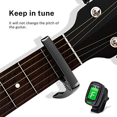 Donner Capodastre pour Guitare Acoustiques et Electrique, Ukulélé, Banjo, Mandoline, avec 4 Médiators (Noir, DC-2) - Les Beatles, Paul McCartney, John Lennon, RIngo Starr, George Harrison Donner Capodastre pour Guitare Acoustiques et Electrique, Ukulélé, Banjo, Mandoline, avec 4 Médiators (Noir, DC-2) – Image 7