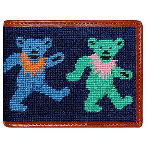 Dancing Bears Needlepoint Bi-Fold Wallet in Dark Navy by Smathers & Branson3